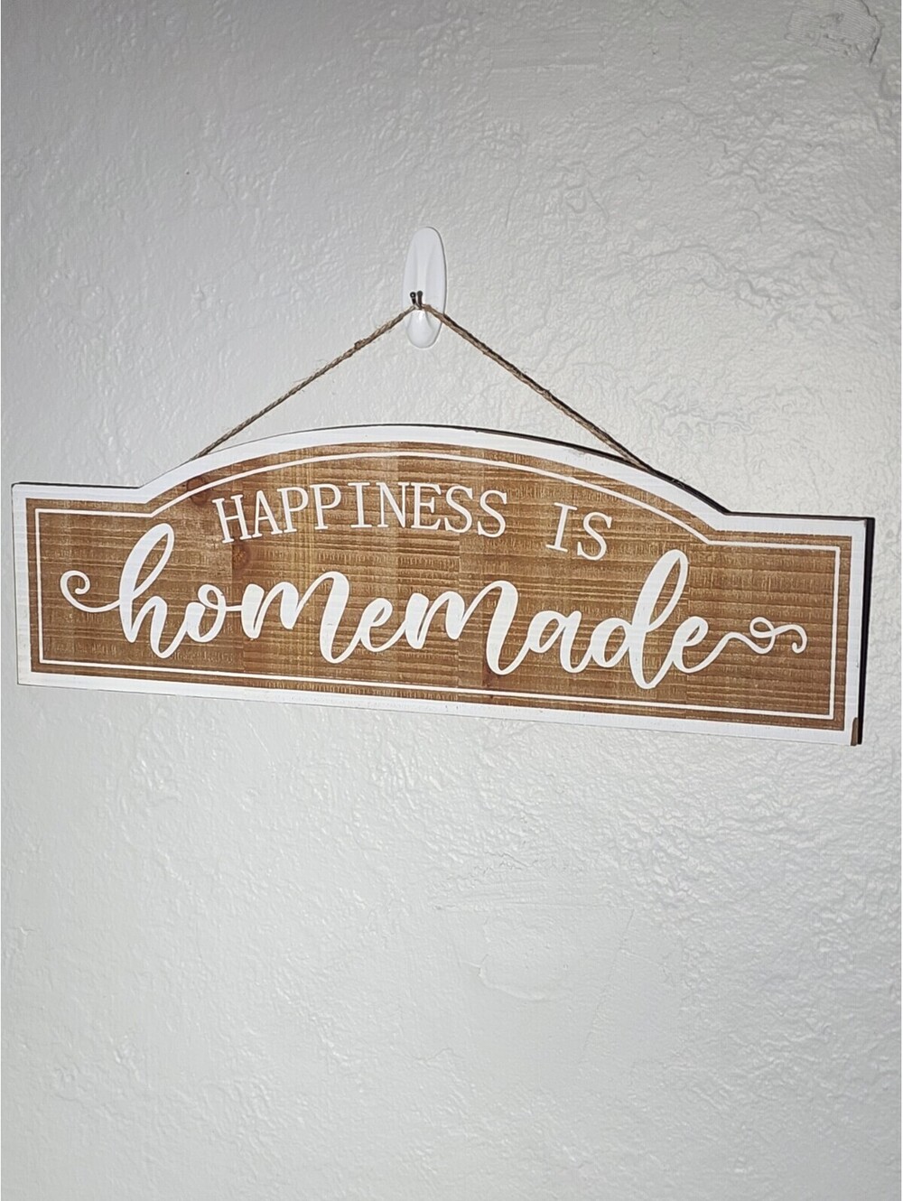 NEW Rustic Farmhouse Sign HAPPINESS IS HOMEMADE Hanging Sign 23.5”x7.75”